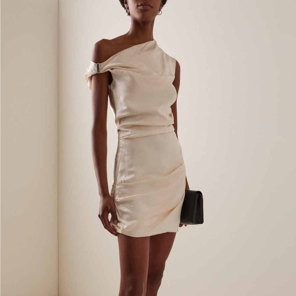 Paris Georgia Remmy Claw Mini Dress in White Floral Jacquard NWT